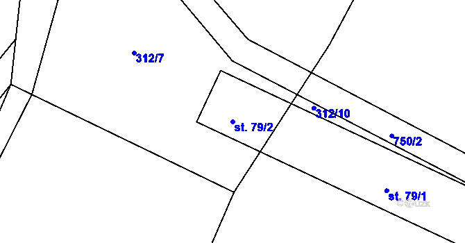 Parcela st. 79/2 v KÚ Komárov u Holic, Katastrální mapa