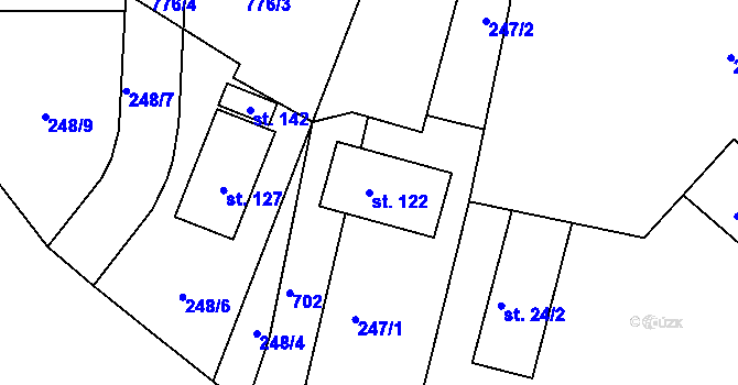Parcela st. 122 v KÚ Komárov u Holic, Katastrální mapa