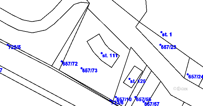 Parcela st. 111 v KÚ Komárov u Holic, Katastrální mapa