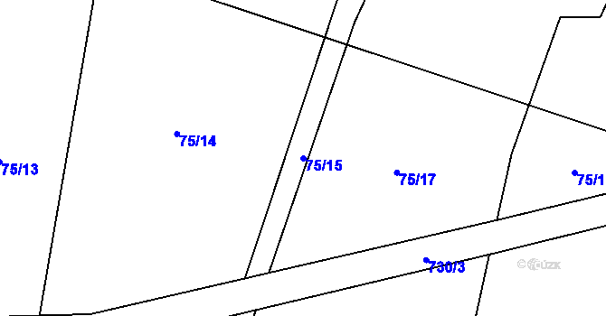 Parcela st. 75/15 v KÚ Komárov u Holic, Katastrální mapa