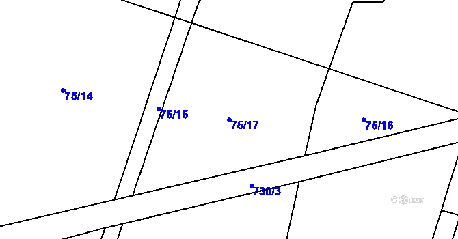 Parcela st. 75/17 v KÚ Komárov u Holic, Katastrální mapa