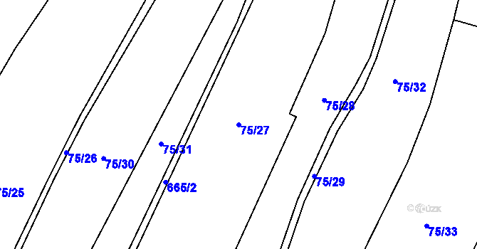 Parcela st. 75/27 v KÚ Komárov u Holic, Katastrální mapa