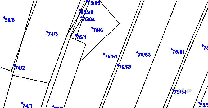 Parcela st. 75/51 v KÚ Komárov u Holic, Katastrální mapa
