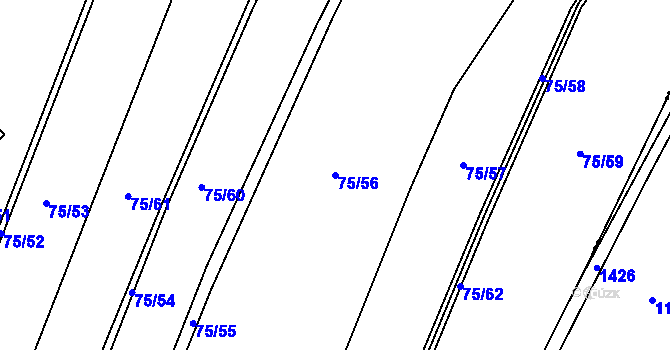 Parcela st. 75/56 v KÚ Komárov u Holic, Katastrální mapa