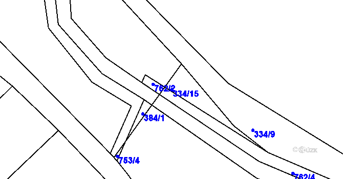 Parcela st. 334/15 v KÚ Komárov u Holic, Katastrální mapa