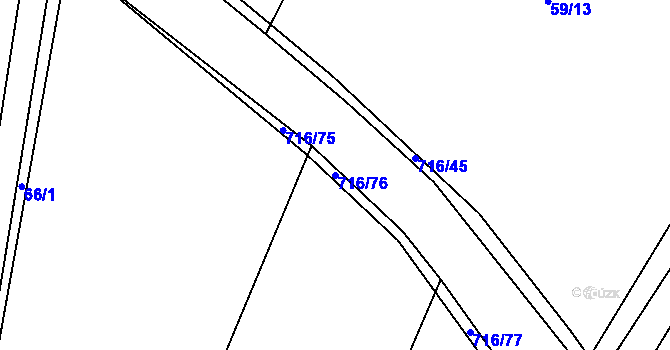 Parcela st. 716/76 v KÚ Komárov u Holic, Katastrální mapa