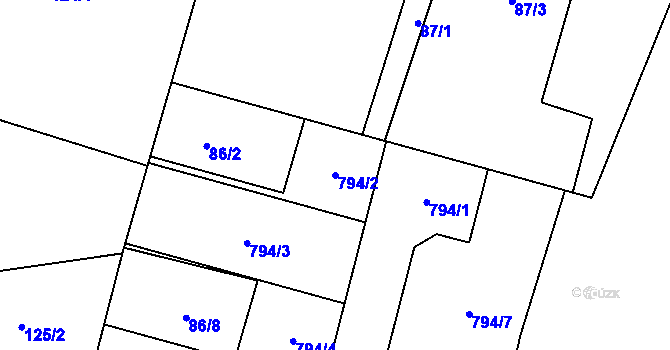 Parcela st. 794/2 v KÚ Komárov u Holic, Katastrální mapa