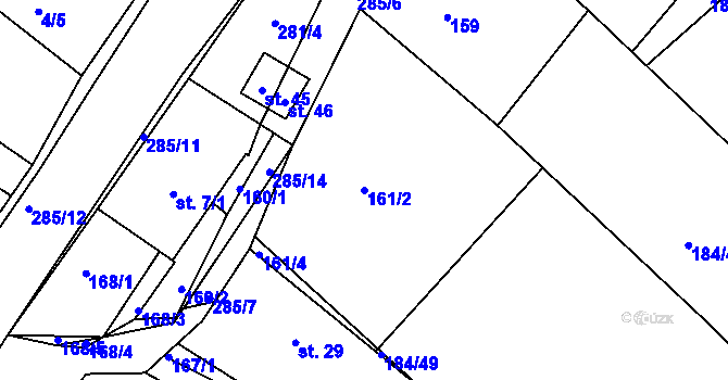 Parcela st. 161/2 v KÚ Komárov u Přelouče, Katastrální mapa