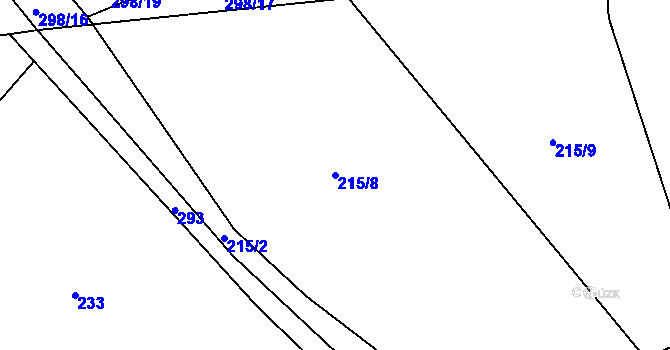 Parcela st. 215/8 v KÚ Komárov u Přelouče, Katastrální mapa