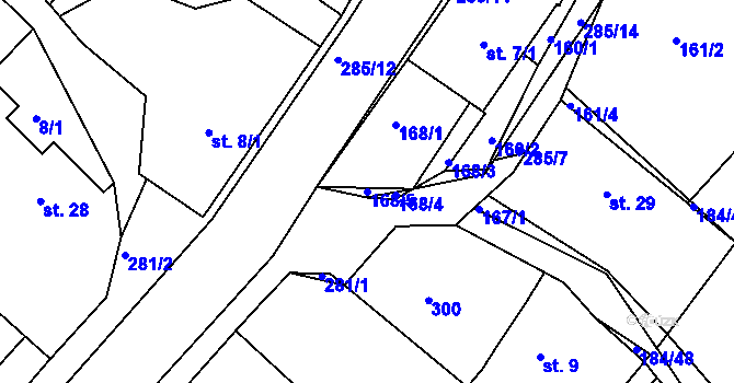 Parcela st. 168/5 v KÚ Komárov u Přelouče, Katastrální mapa