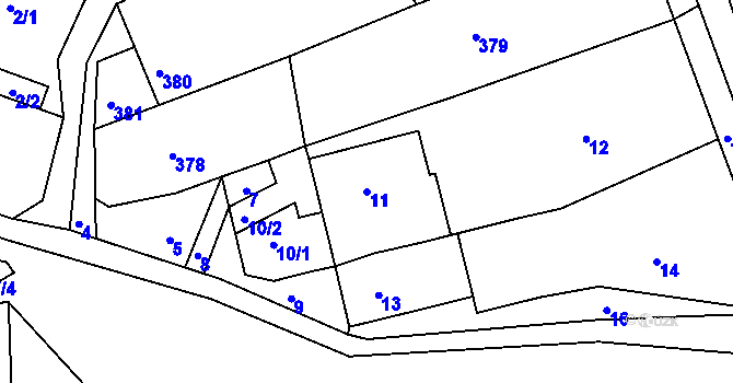 Parcela st. 11 v KÚ Komárov u Napajedel, Katastrální mapa