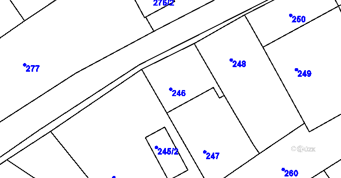 Parcela st. 246 v KÚ Komárov u Napajedel, Katastrální mapa