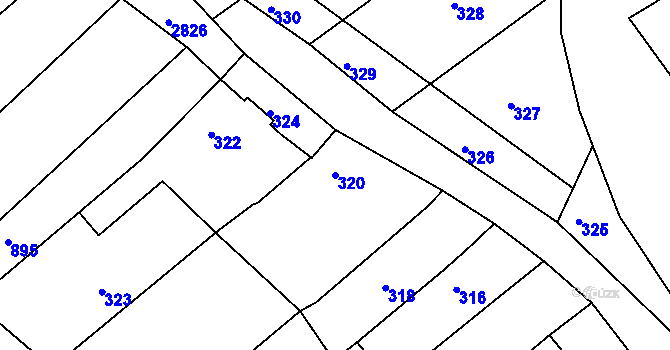 Parcela st. 320 v KÚ Komárov u Napajedel, Katastrální mapa