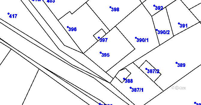 Parcela st. 395 v KÚ Komárov u Napajedel, Katastrální mapa