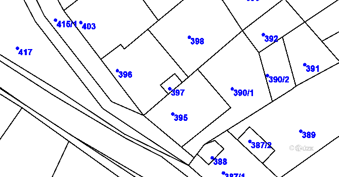 Parcela st. 397 v KÚ Komárov u Napajedel, Katastrální mapa