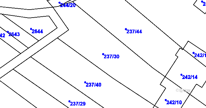 Parcela st. 237/30 v KÚ Komárov u Napajedel, Katastrální mapa