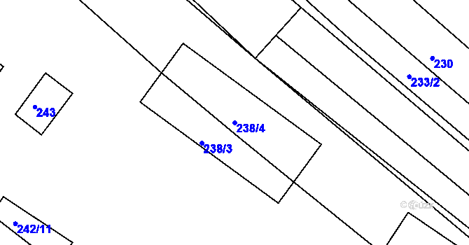 Parcela st. 238/4 v KÚ Komárov u Napajedel, Katastrální mapa