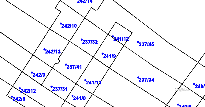 Parcela st. 241/9 v KÚ Komárov u Napajedel, Katastrální mapa