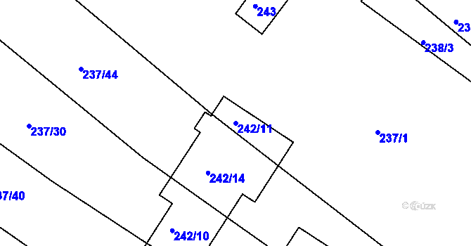 Parcela st. 242/11 v KÚ Komárov u Napajedel, Katastrální mapa