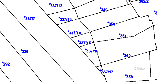 Parcela st. 337/15 v KÚ Komárov u Napajedel, Katastrální mapa