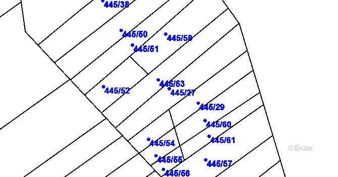 Parcela st. 445/27 v KÚ Komárov u Napajedel, Katastrální mapa