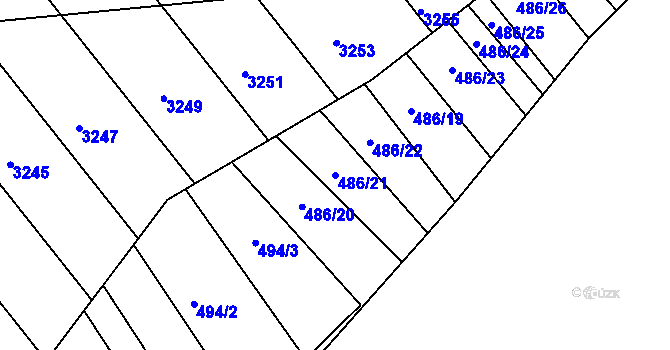 Parcela st. 486/21 v KÚ Komárov u Napajedel, Katastrální mapa