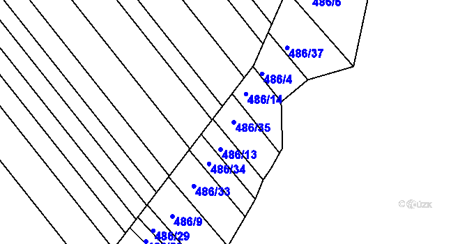 Parcela st. 486/35 v KÚ Komárov u Napajedel, Katastrální mapa