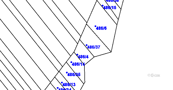 Parcela st. 486/37 v KÚ Komárov u Napajedel, Katastrální mapa