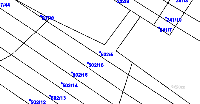 Parcela st. 502/5 v KÚ Komárov u Napajedel, Katastrální mapa