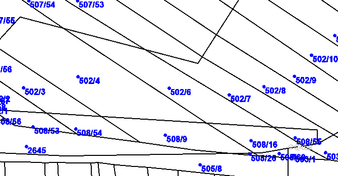 Parcela st. 502/6 v KÚ Komárov u Napajedel, Katastrální mapa
