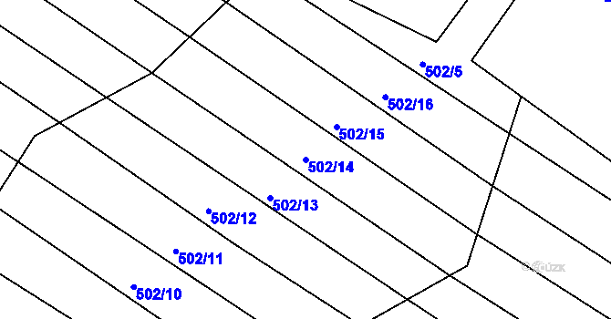 Parcela st. 502/14 v KÚ Komárov u Napajedel, Katastrální mapa