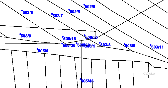 Parcela st. 503/1 v KÚ Komárov u Napajedel, Katastrální mapa