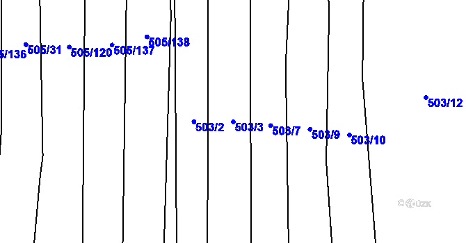 Parcela st. 503/3 v KÚ Komárov u Napajedel, Katastrální mapa