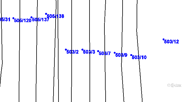Parcela st. 503/7 v KÚ Komárov u Napajedel, Katastrální mapa