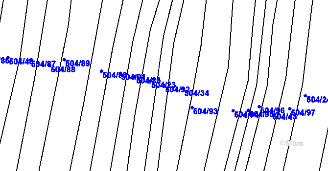 Parcela st. 504/92 v KÚ Komárov u Napajedel, Katastrální mapa
