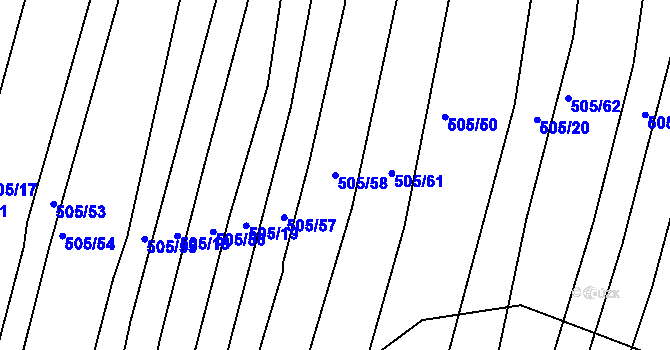 Parcela st. 505/58 v KÚ Komárov u Napajedel, Katastrální mapa