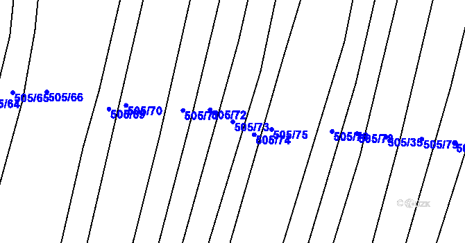 Parcela st. 505/73 v KÚ Komárov u Napajedel, Katastrální mapa