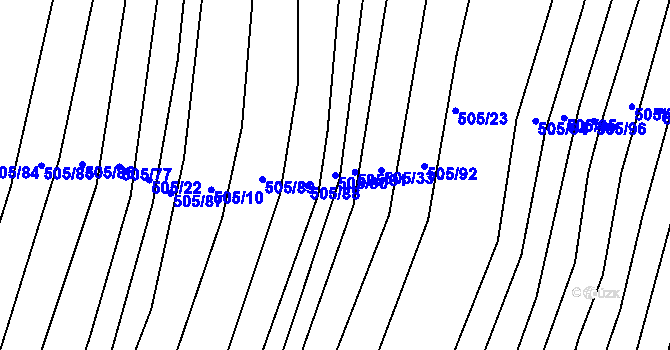 Parcela st. 505/90 v KÚ Komárov u Napajedel, Katastrální mapa