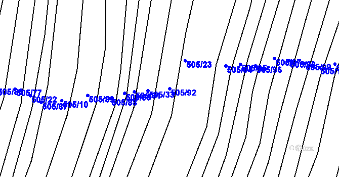 Parcela st. 505/92 v KÚ Komárov u Napajedel, Katastrální mapa