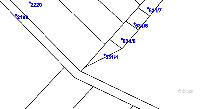 Parcela st. 531/4 v KÚ Komárov u Napajedel, Katastrální mapa