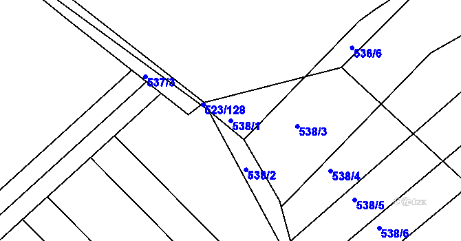 Parcela st. 538/1 v KÚ Komárov u Napajedel, Katastrální mapa