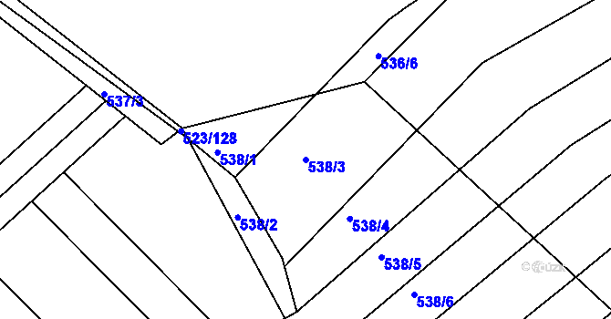 Parcela st. 538/3 v KÚ Komárov u Napajedel, Katastrální mapa