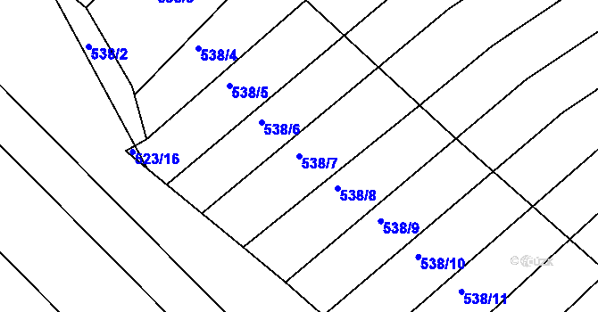 Parcela st. 538/7 v KÚ Komárov u Napajedel, Katastrální mapa