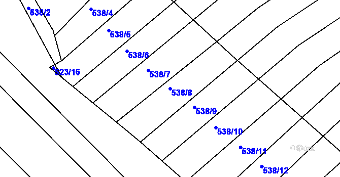 Parcela st. 538/8 v KÚ Komárov u Napajedel, Katastrální mapa