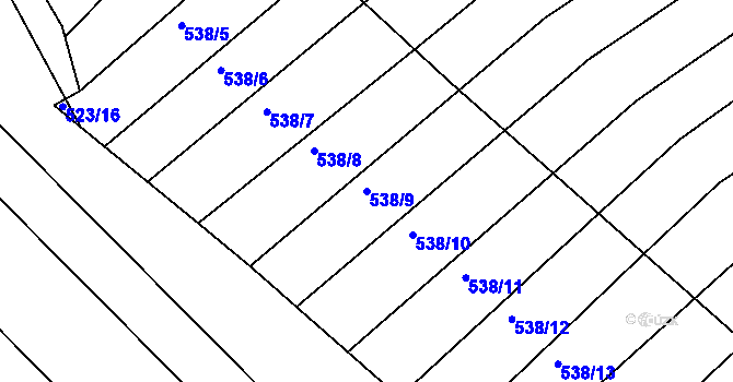 Parcela st. 538/9 v KÚ Komárov u Napajedel, Katastrální mapa