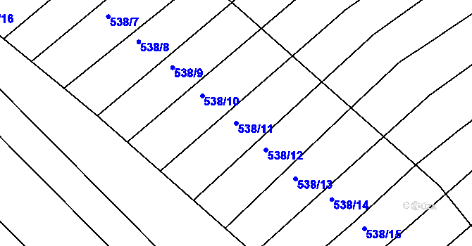 Parcela st. 538/11 v KÚ Komárov u Napajedel, Katastrální mapa