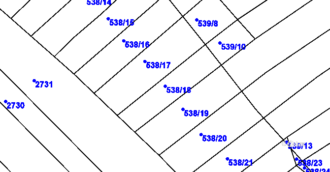 Parcela st. 538/18 v KÚ Komárov u Napajedel, Katastrální mapa
