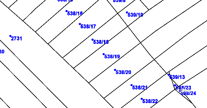 Parcela st. 538/19 v KÚ Komárov u Napajedel, Katastrální mapa