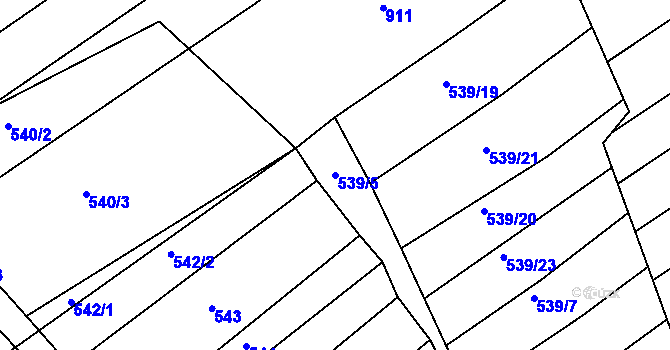 Parcela st. 539/5 v KÚ Komárov u Napajedel, Katastrální mapa