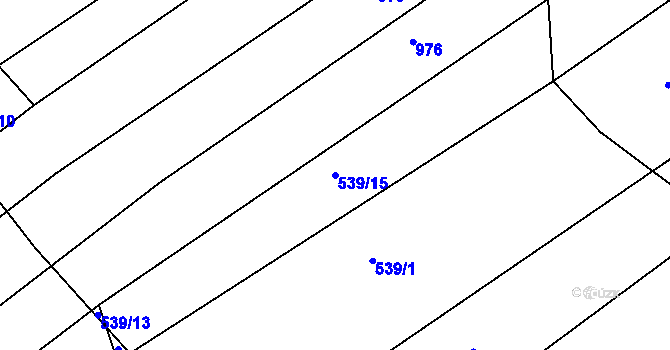 Parcela st. 539/15 v KÚ Komárov u Napajedel, Katastrální mapa